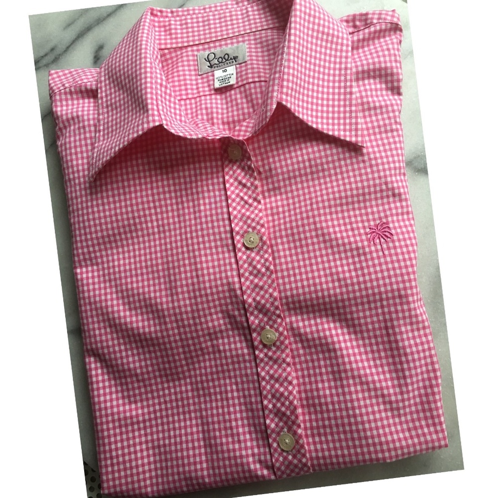 Lily Pulitzer White Label Gingham Shirt size 10